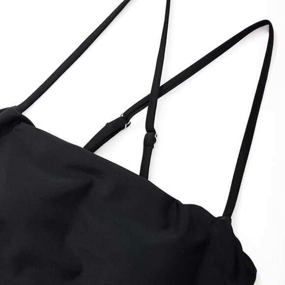 SUUKSESS Women Tummy Control One Piece Square Neck Black Size Large - Picture 6 of 7